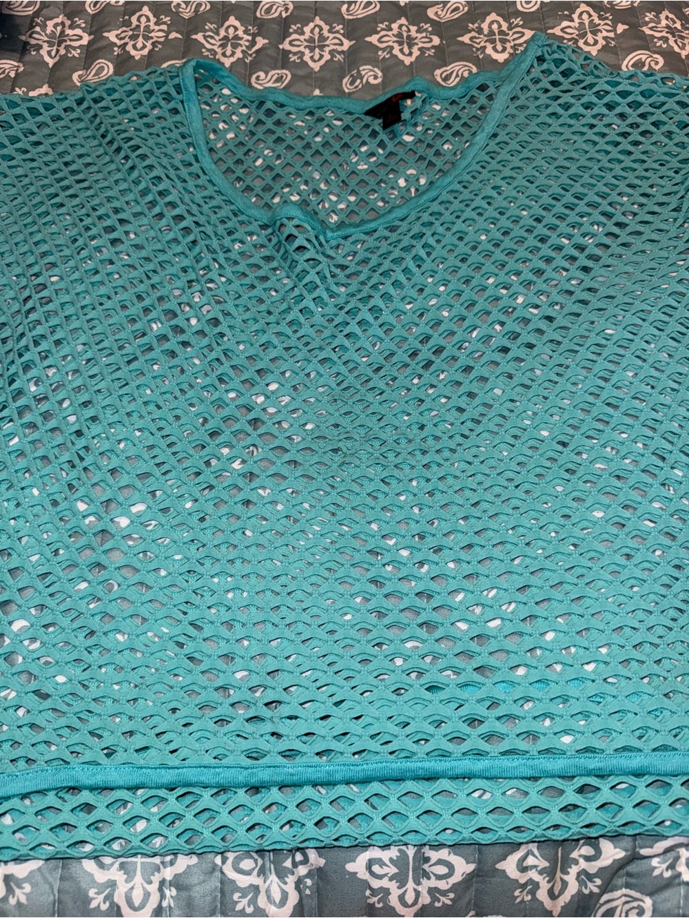 G by Guess Teal Open-Weave Swim Coverup